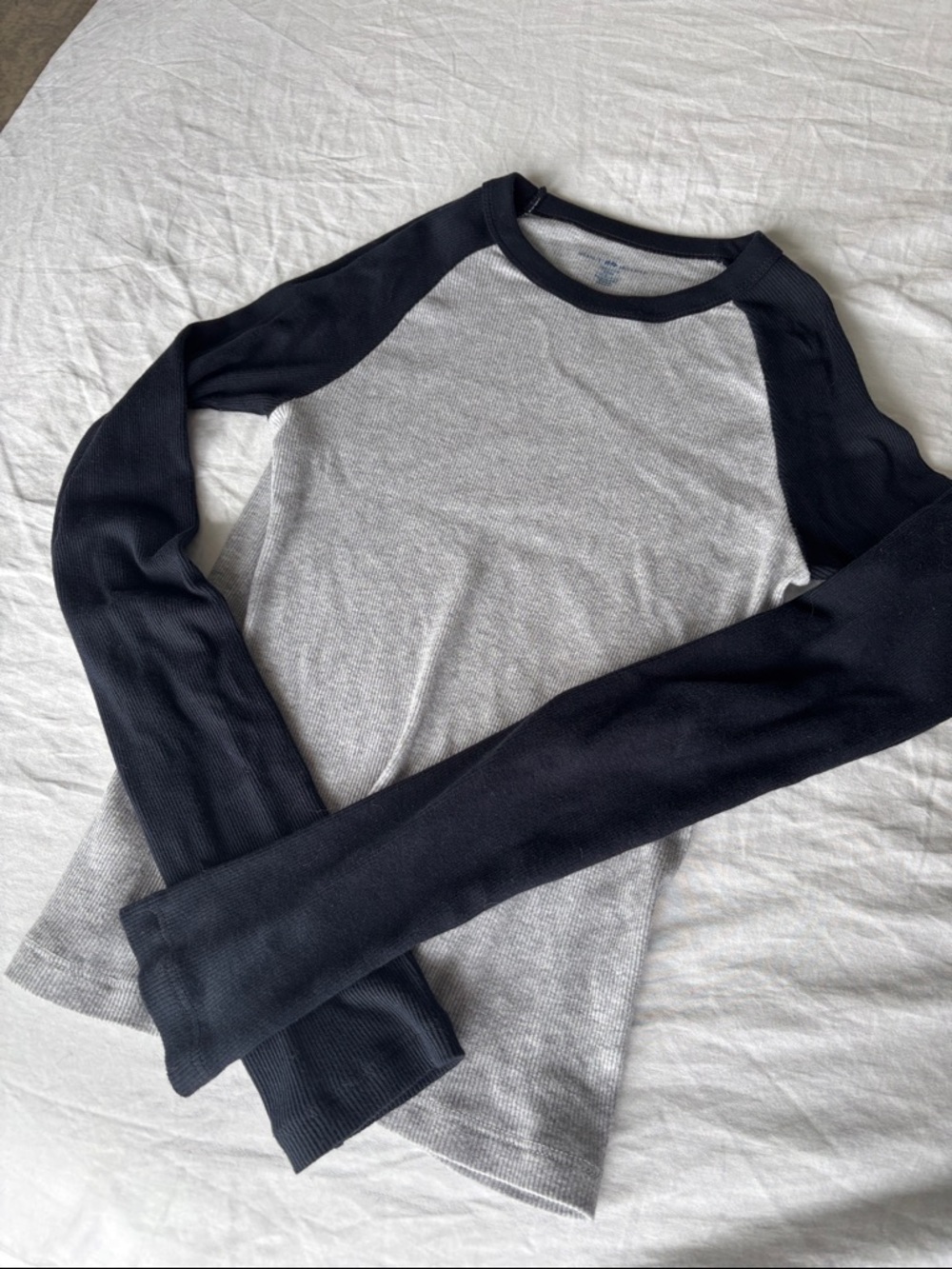 Brandy Melville gray shirt with navy blue long sleeves